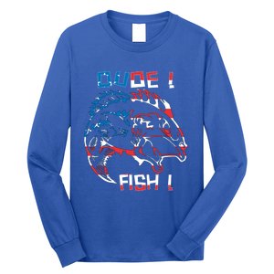 Dude! Fish! Bass American Flag Tee Cool Gift Long Sleeve Shirt