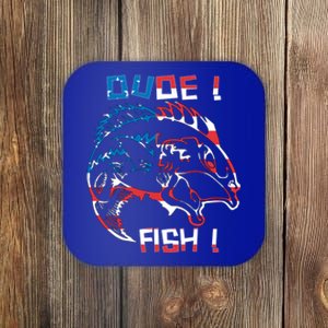 Dude! Fish! Bass American Flag Tee Cool Gift Coaster