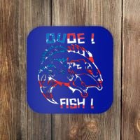 Dude! Fish! Bass American Flag Tee Cool Gift Coaster