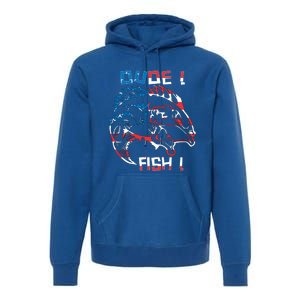 Dude! Fish! Bass American Flag Tee Cool Gift Premium Hoodie