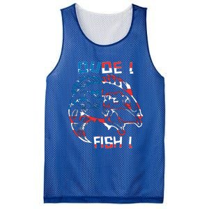 Dude! Fish! Bass American Flag Tee Cool Gift Mesh Reversible Basketball Jersey Tank