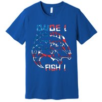 Dude! Fish! Bass American Flag Tee Cool Gift Premium T-Shirt