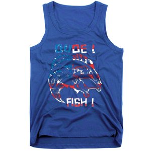 Dude! Fish! Bass American Flag Tee Cool Gift Tank Top