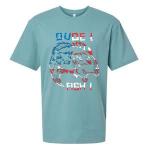 Dude! Fish! Bass American Flag Tee Cool Gift Sueded Cloud Jersey T-Shirt