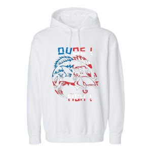 Dude! Fish! Bass American Flag Tee Cool Gift Garment-Dyed Fleece Hoodie