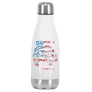 Dude! Fish! Bass American Flag Tee Cool Gift Stainless Steel Insulated Water Bottle