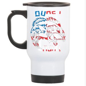 Dude! Fish! Bass American Flag Tee Cool Gift Stainless Steel Travel Mug