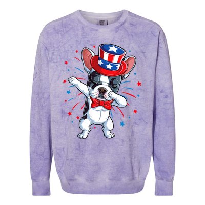 Dabbing French Bulldog 4th Of July Usa Flag Colorblast Crewneck Sweatshirt