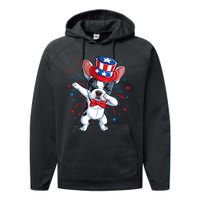 Dabbing French Bulldog 4th Of July Usa Flag Performance Fleece Hoodie