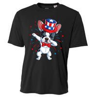 Dabbing French Bulldog 4th Of July Usa Flag Cooling Performance Crew T-Shirt