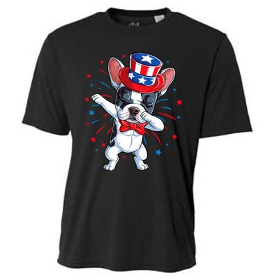 Dabbing French Bulldog 4th Of July Usa Flag Cooling Performance Crew T-Shirt