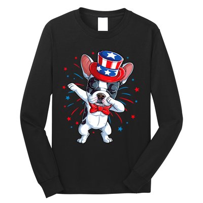 Dabbing French Bulldog 4th Of July Usa Flag Long Sleeve Shirt