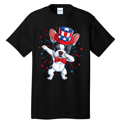 Dabbing French Bulldog 4th Of July Usa Flag Tall T-Shirt