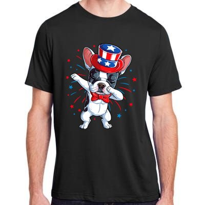 Dabbing French Bulldog 4th Of July Usa Flag Adult ChromaSoft Performance T-Shirt