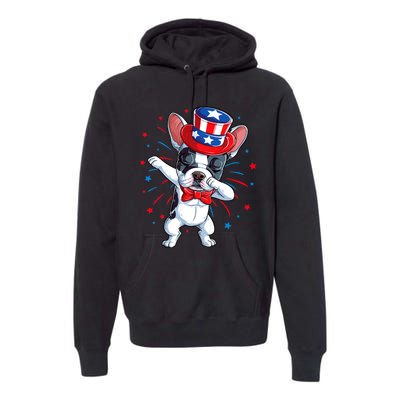 Dabbing French Bulldog 4th Of July Usa Flag Premium Hoodie