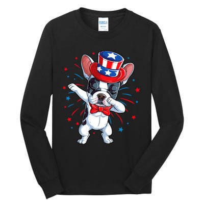 Dabbing French Bulldog 4th Of July Usa Flag Tall Long Sleeve T-Shirt