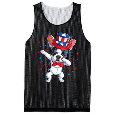 Dabbing French Bulldog 4th Of July Usa Flag Mesh Reversible Basketball Jersey Tank