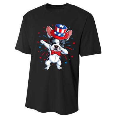 Dabbing French Bulldog 4th Of July Usa Flag Performance Sprint T-Shirt