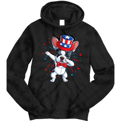 Dabbing French Bulldog 4th Of July Usa Flag Tie Dye Hoodie