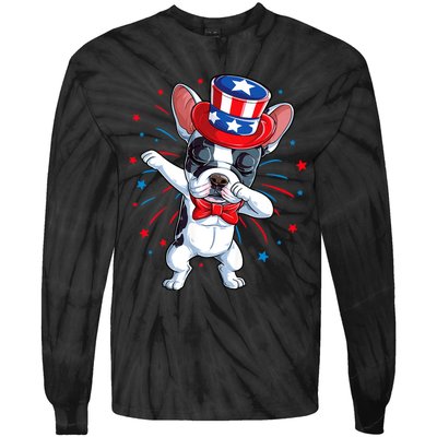 Dabbing French Bulldog 4th Of July Usa Flag Tie-Dye Long Sleeve Shirt