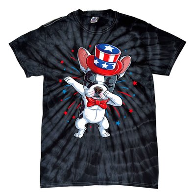 Dabbing French Bulldog 4th Of July Usa Flag Tie-Dye T-Shirt