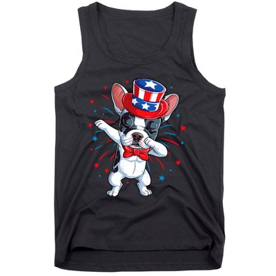 Dabbing French Bulldog 4th Of July Usa Flag Tank Top