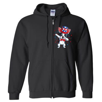 Dabbing French Bulldog 4th Of July Usa Flag Full Zip Hoodie