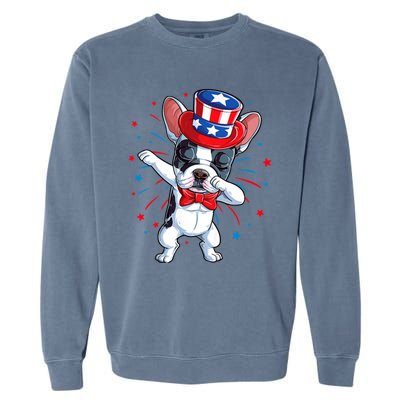 Dabbing French Bulldog 4th Of July Usa Flag Garment-Dyed Sweatshirt