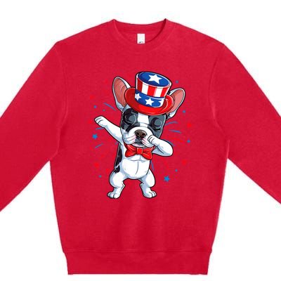 Dabbing French Bulldog 4th Of July Usa Flag Premium Crewneck Sweatshirt