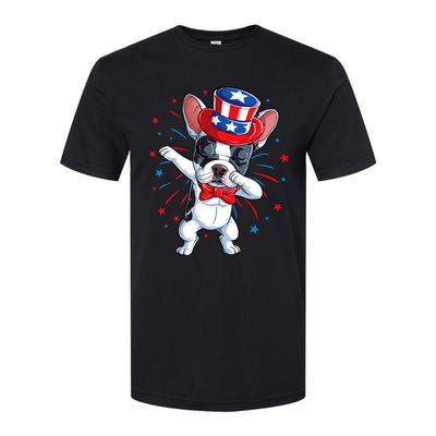 Dabbing French Bulldog 4th Of July Usa Flag Softstyle CVC T-Shirt