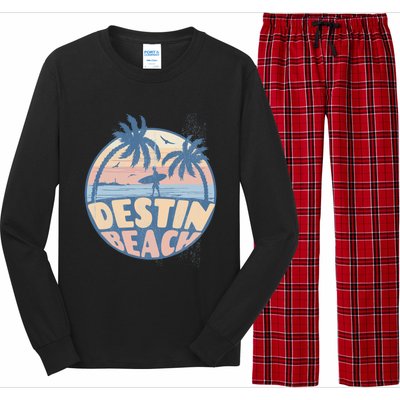 Destin Florida Beach Surf Summer Vacation Vintage Cool Gift Long Sleeve Pajama Set