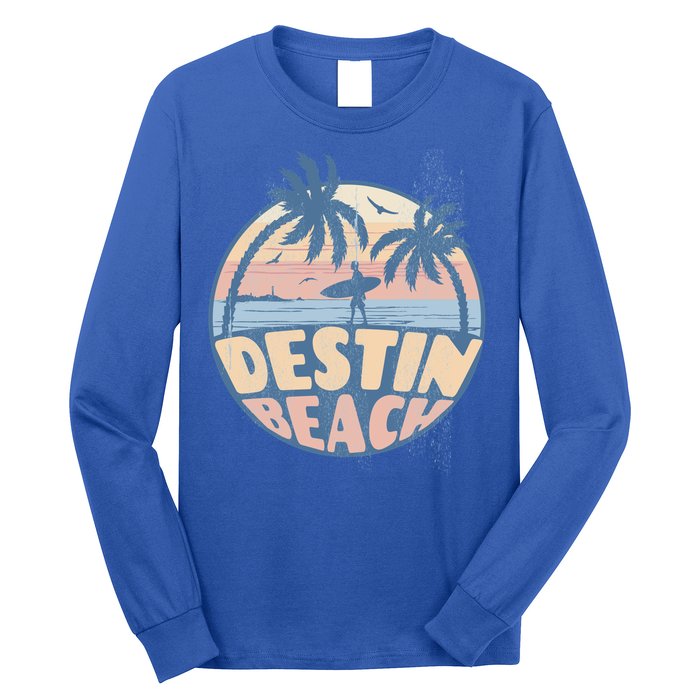 Destin Florida Beach Surf Summer Vacation Vintage Cool Gift Long Sleeve Shirt