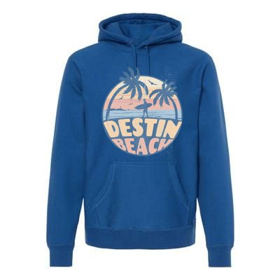 Destin Florida Beach Surf Summer Vacation Vintage Cool Gift Premium Hoodie