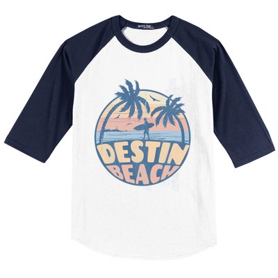 Destin Florida Beach Surf Summer Vacation Vintage Cool Gift Baseball Sleeve Shirt