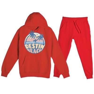 Destin Florida Beach Surf Summer Vacation Vintage Cool Gift Premium Hooded Sweatsuit Set