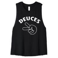 Deuces Funny Bye Women's Racerback Cropped Tank