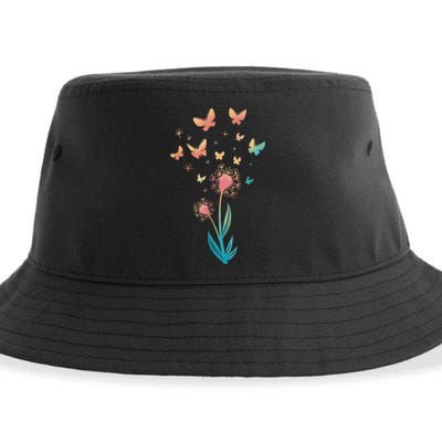 Dandelion Flower Butterfly For Butterfly Lover Summer Sustainable Bucket Hat