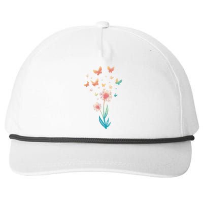 Dandelion Flower Butterfly For Butterfly Lover Summer Snapback Five-Panel Rope Hat