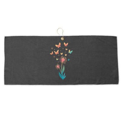 Dandelion Flower Butterfly For Butterfly Lover Summer Large Microfiber Waffle Golf Towel