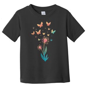 Dandelion Flower Butterfly For Butterfly Lover Summer Toddler T-Shirt