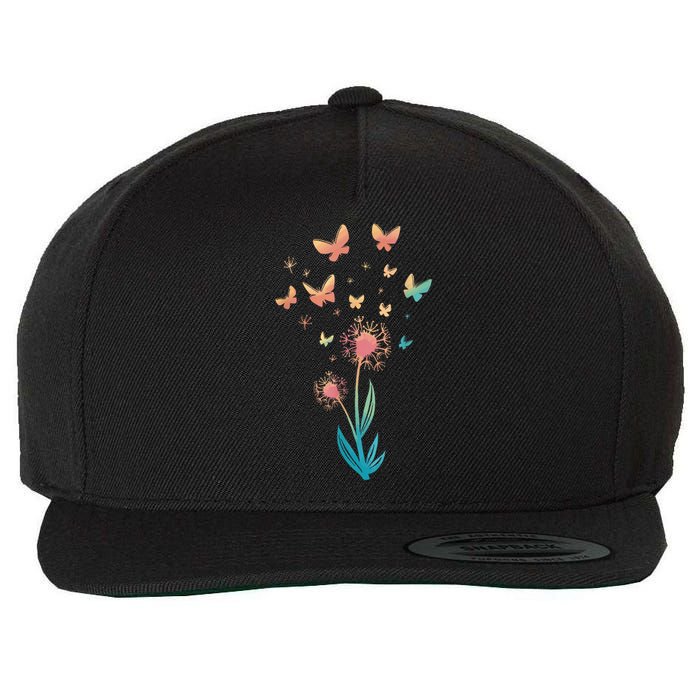 Dandelion Flower Butterfly For Butterfly Lover Summer Wool Snapback Cap