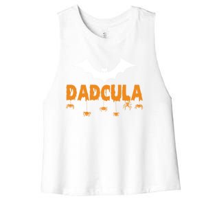 Dadcula Funny Bat Boo Dad Halloween Costume Design Halloween Great Gift Women's Racerback Cropped Tank