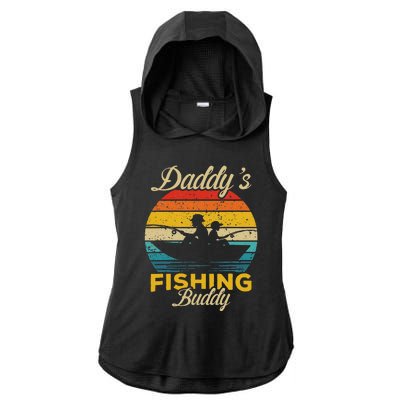 Daddys Fishing Buddy Funny Retro Dad Son Gift For Fisherman Ladies PosiCharge Tri-Blend Wicking Draft Hoodie Tank