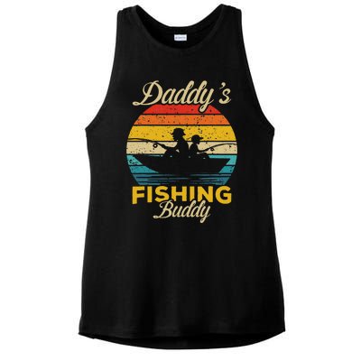 Daddys Fishing Buddy Funny Retro Dad Son Gift For Fisherman Ladies PosiCharge Tri-Blend Wicking Tank