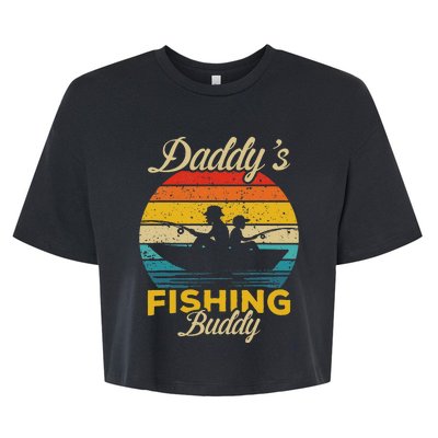 Daddys Fishing Buddy Funny Retro Dad Son Gift For Fisherman Bella+Canvas Jersey Crop Tee