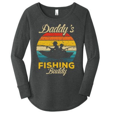 Daddys Fishing Buddy Funny Retro Dad Son Gift For Fisherman Women's Perfect Tri Tunic Long Sleeve Shirt