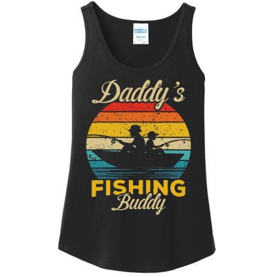 Daddys Fishing Buddy Funny Retro Dad Son Gift For Fisherman Ladies Essential Tank