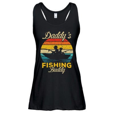 Daddys Fishing Buddy Funny Retro Dad Son Gift For Fisherman Ladies Essential Flowy Tank