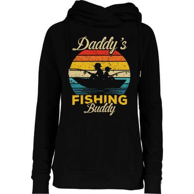 Daddys Fishing Buddy Funny Retro Dad Son Gift For Fisherman Womens Funnel Neck Pullover Hood