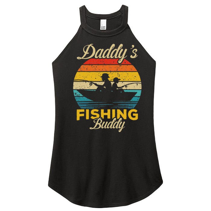 Daddys Fishing Buddy Funny Retro Dad Son Gift For Fisherman Women's Perfect Tri Rocker Tank